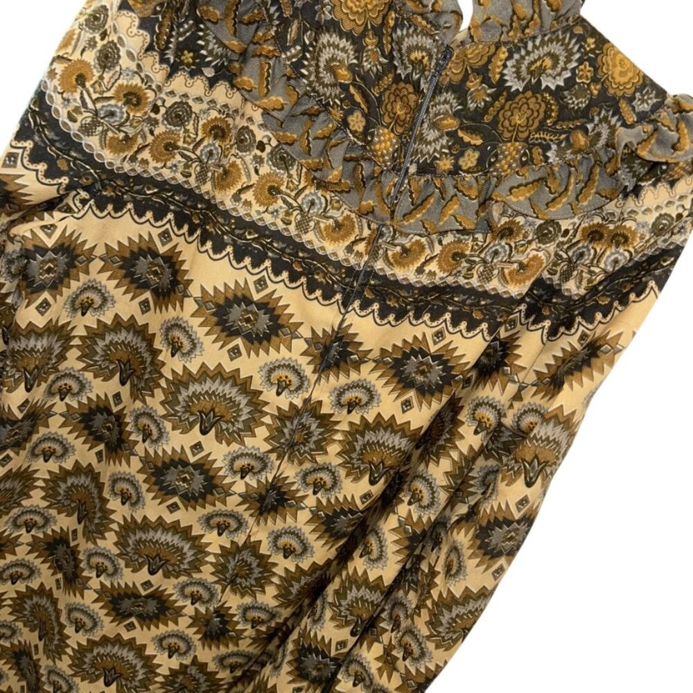 Vintage Little House on the Prairie 80s paisley print dress ruffles S HANDMADE - Picture 4 of 4